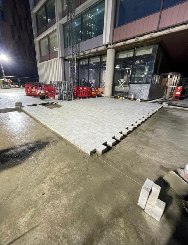 Granite setts laid at Imperial College, Tonbane Construction project near Imperial College, South Kensington SW7